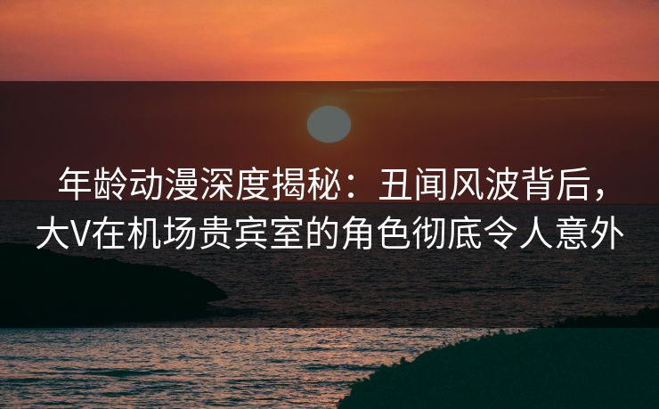 年龄动漫深度揭秘：丑闻风波背后，大V在机场贵宾室的角色彻底令人意外