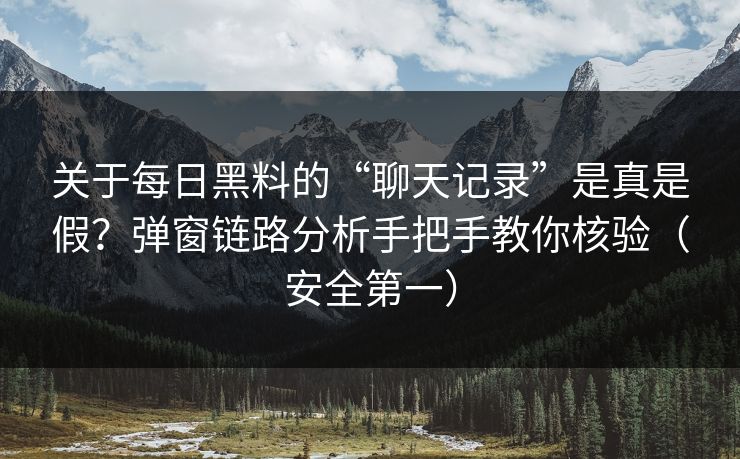 关于每日黑料的“聊天记录”是真是假？弹窗链路分析手把手教你核验（安全第一）