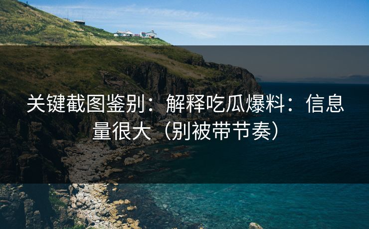关键截图鉴别：解释吃瓜爆料：信息量很大（别被带节奏）
