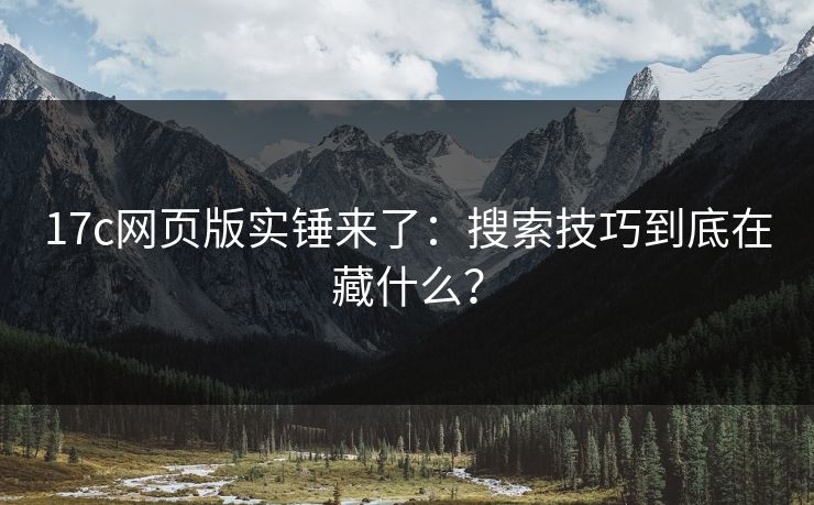 17c网页版实锤来了：搜索技巧到底在藏什么？