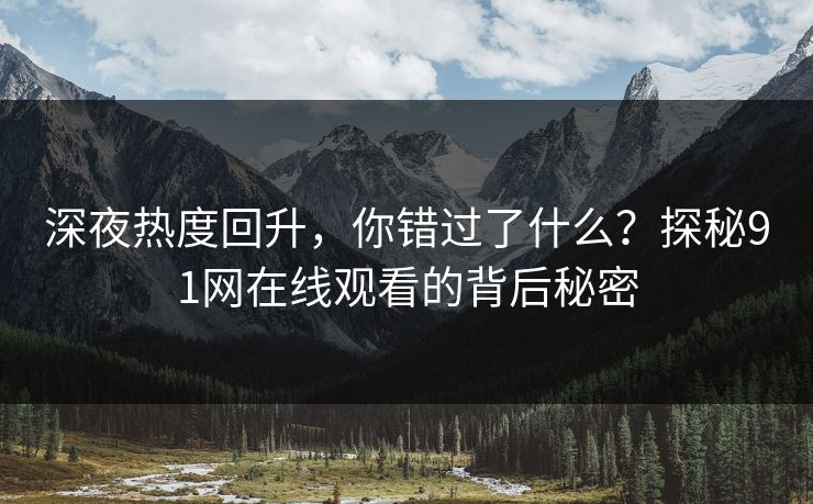 深夜热度回升，你错过了什么？探秘91网在线观看的背后秘密