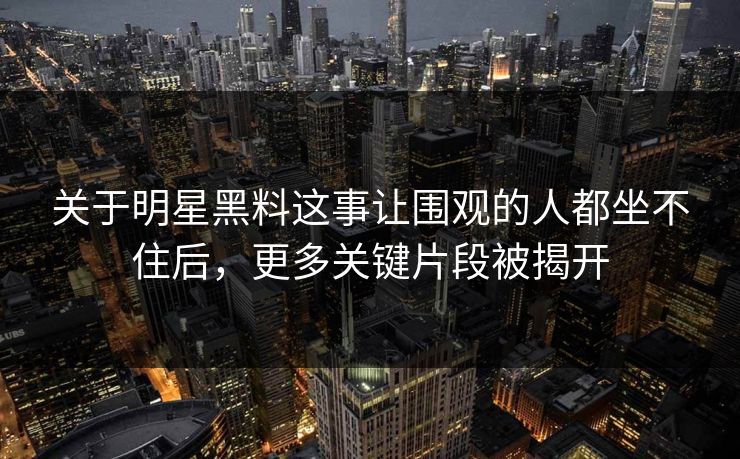 关于明星黑料这事让围观的人都坐不住后,更多关键片段被揭开
